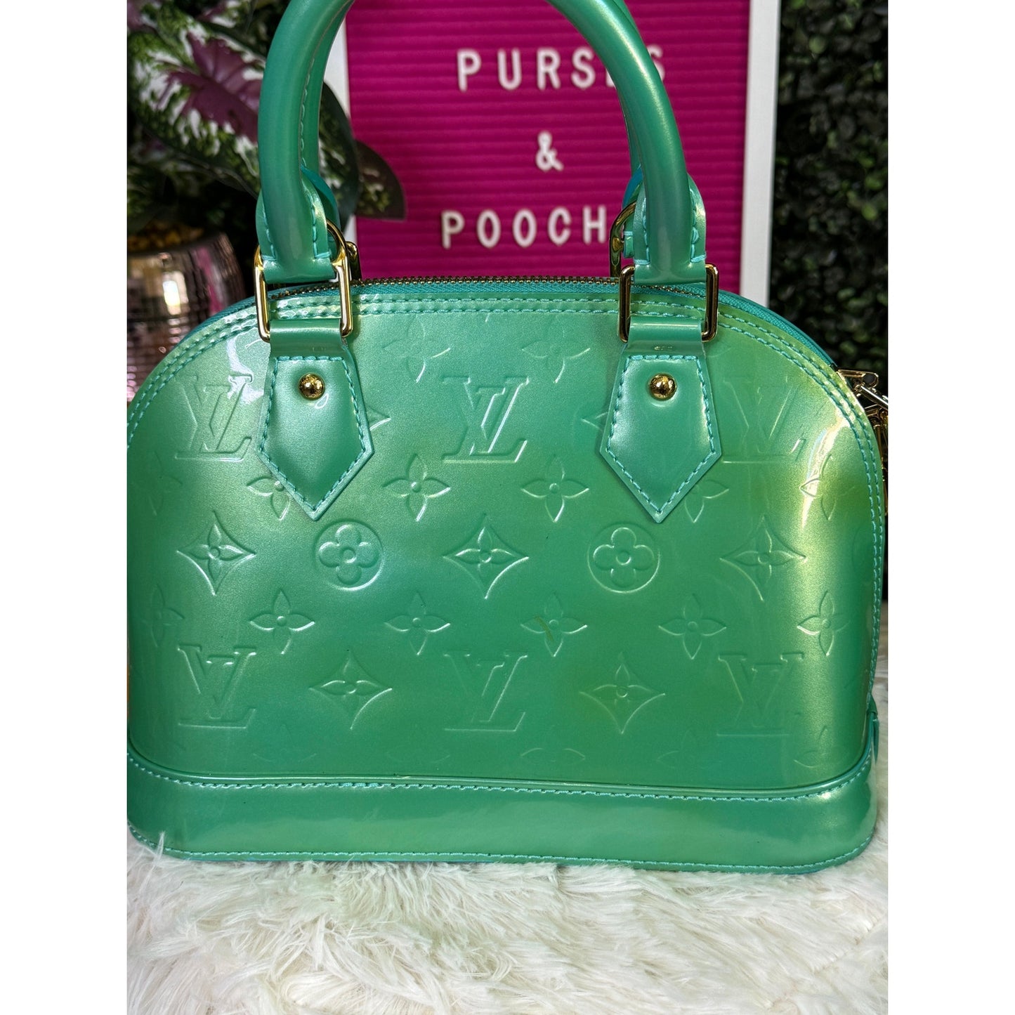 Louis Vuitton Vernis Alma BB Blue Lagoon Handbag