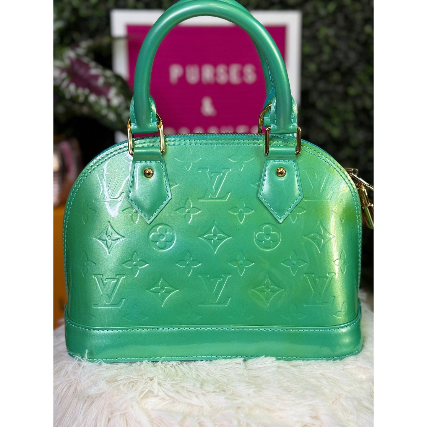 Louis Vuitton Vernis Alma BB Blue Lagoon Handbag