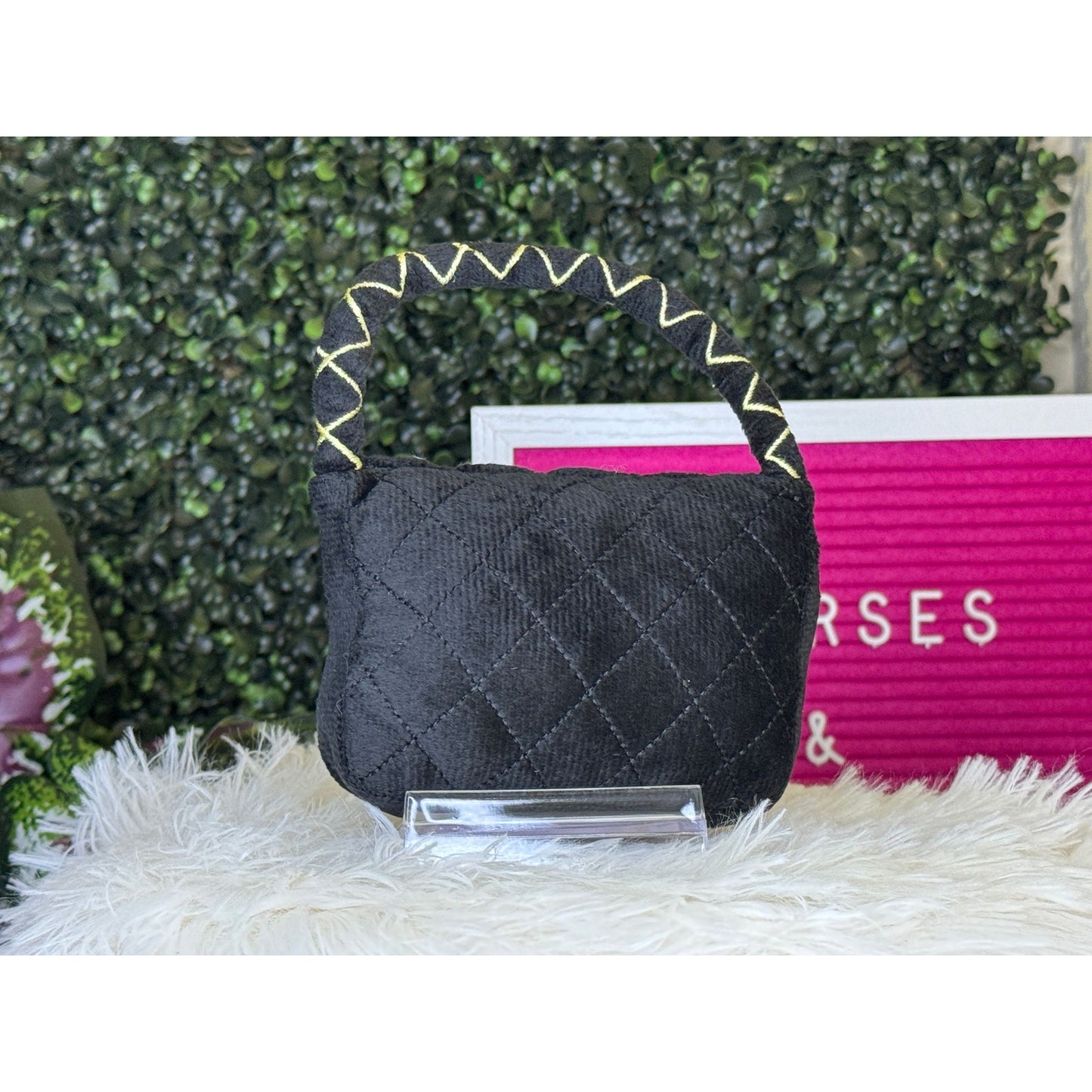 Black Chewnel Luxury Inspired Dog Handbag Toy