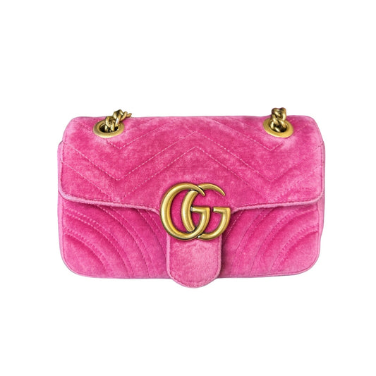 Gucci GG Marmont Velvet Mini Pink Shoulder Bag