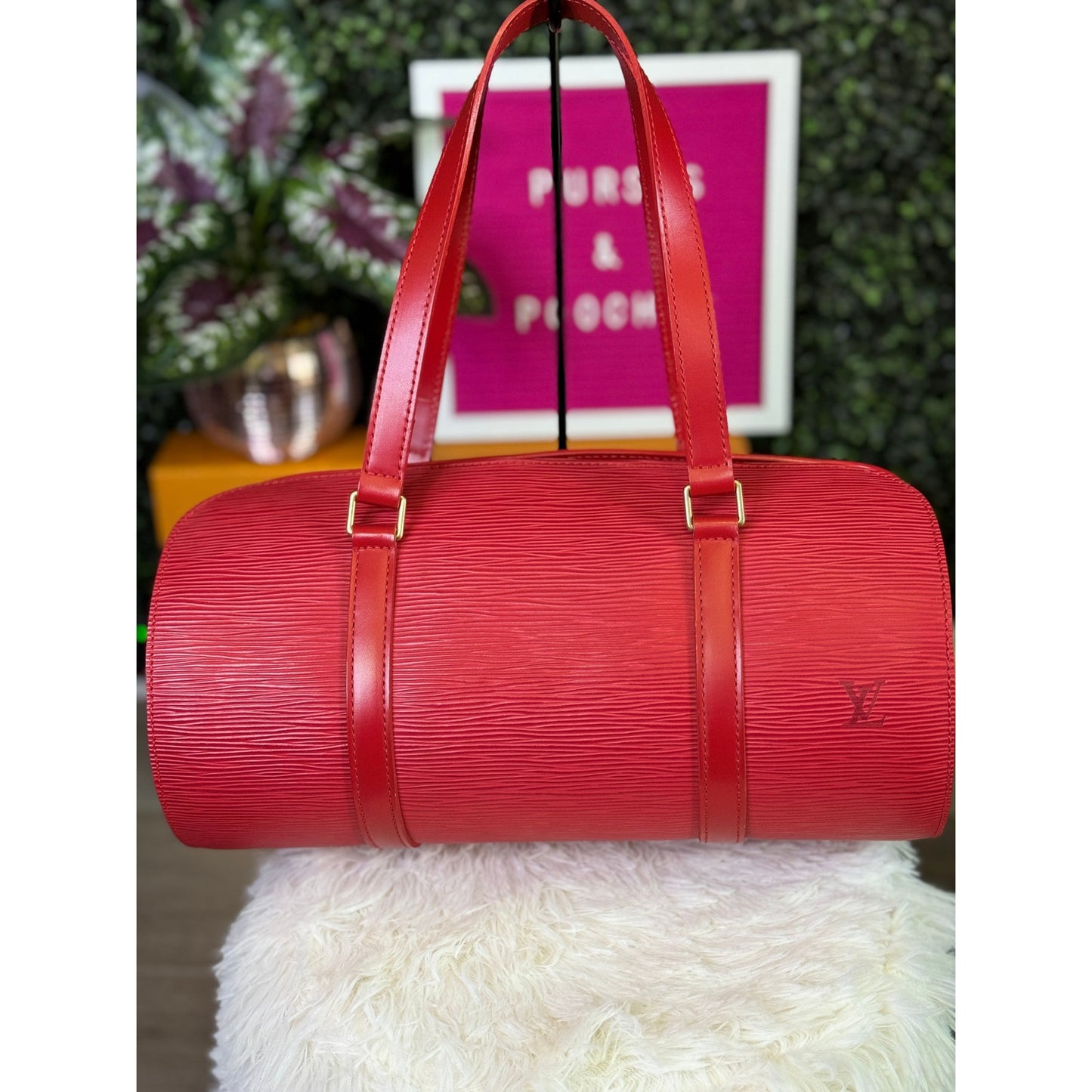 Louis Vuitton Red Epi Soufflot/Papillon with Baby