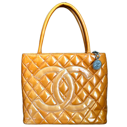 Chanel Patent Leather Medallion Tote bag Orange