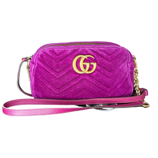 Gucci GG Marmont Shoulder Bag Matelasse Purple Velvet Crossbody